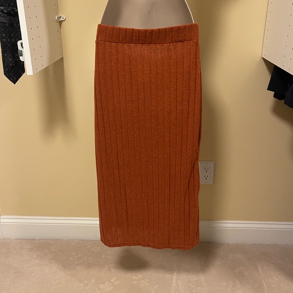 SHEIN High Waist Ribbed Knit Orange Skirt - Picture 4 of 8